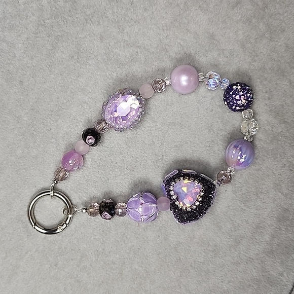 🔥🔛SALE🔥Purple Crystal Keychain/ Wristlet/ Phone Charm/ Bag Charm - Picture 1 of 4